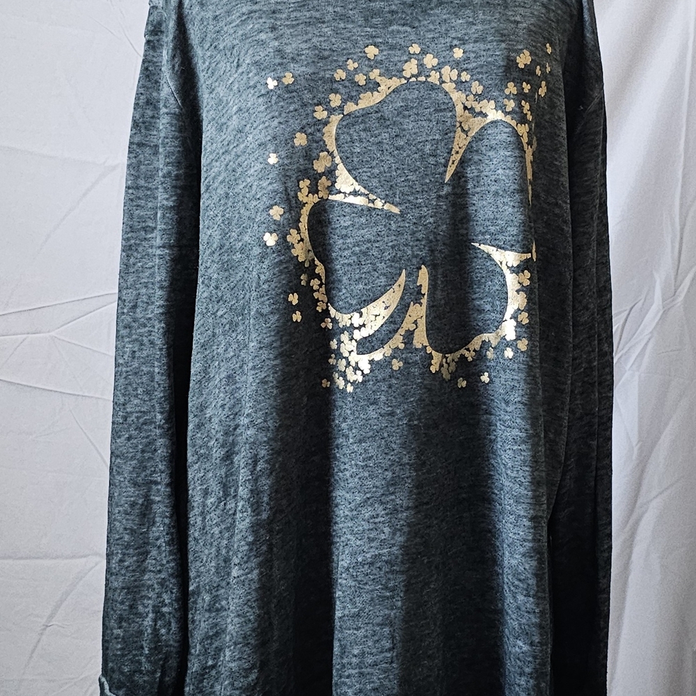 Lane Bryant Green Sweatshirt with Gold Clover Design